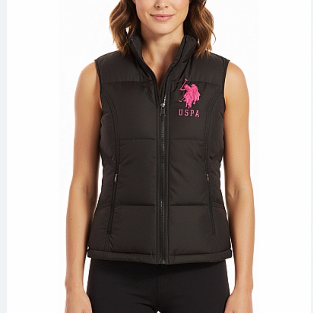 Padded vest with pink lining, size XS. U.S. Polo Assn.